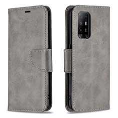 Custodia Portafoglio In Pelle Cover con Supporto B04F per Oppo A94 5G Grigio