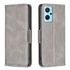 Custodia Portafoglio In Pelle Cover con Supporto B04F per Oppo A96 4G Grigio