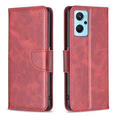 Custodia Portafoglio In Pelle Cover con Supporto B04F per Oppo A96 4G Rosso