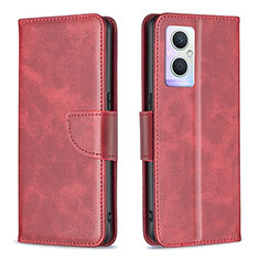 Custodia Portafoglio In Pelle Cover con Supporto B04F per Oppo A96 5G Rosso