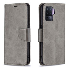 Custodia Portafoglio In Pelle Cover con Supporto B04F per Oppo F19 Pro Grigio