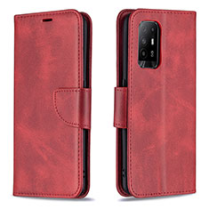 Custodia Portafoglio In Pelle Cover con Supporto B04F per Oppo F19 Pro+ Plus 5G Rosso