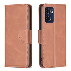 Custodia Portafoglio In Pelle Cover con Supporto B04F per Oppo Find X5 Lite 5G Marrone