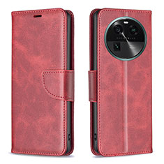 Custodia Portafoglio In Pelle Cover con Supporto B04F per Oppo Find X6 5G Rosso