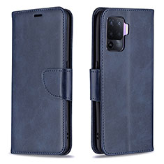 Custodia Portafoglio In Pelle Cover con Supporto B04F per Oppo Reno5 F Blu