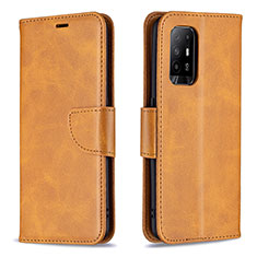 Custodia Portafoglio In Pelle Cover con Supporto B04F per Oppo Reno5 Z 5G Marrone Chiaro