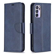 Custodia Portafoglio In Pelle Cover con Supporto B04F per Oppo Reno6 5G Blu