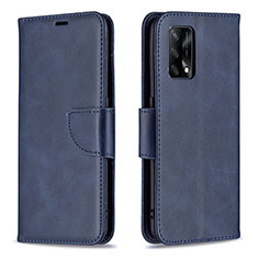 Custodia Portafoglio In Pelle Cover con Supporto B04F per Oppo Reno6 Lite Blu