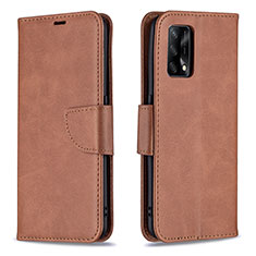 Custodia Portafoglio In Pelle Cover con Supporto B04F per Oppo Reno6 Lite Marrone