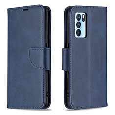 Custodia Portafoglio In Pelle Cover con Supporto B04F per Oppo Reno6 Pro 5G India Blu