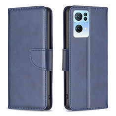 Custodia Portafoglio In Pelle Cover con Supporto B04F per Oppo Reno7 Pro 5G Blu