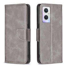 Custodia Portafoglio In Pelle Cover con Supporto B04F per Oppo Reno7 Z 5G Grigio