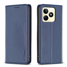 Custodia Portafoglio In Pelle Cover con Supporto B04F per Realme C51 Blu