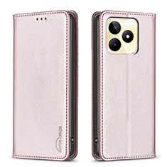 Custodia Portafoglio In Pelle Cover con Supporto B04F per Realme C51 Rosa