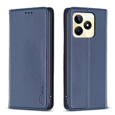 Custodia Portafoglio In Pelle Cover con Supporto B04F per Realme C53 India Blu