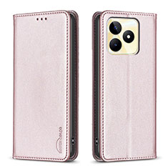 Custodia Portafoglio In Pelle Cover con Supporto B04F per Realme C53 India Rosa