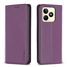 Custodia Portafoglio In Pelle Cover con Supporto B04F per Realme C53 India Viola