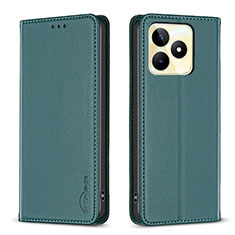 Custodia Portafoglio In Pelle Cover con Supporto B04F per Realme C67 Verde