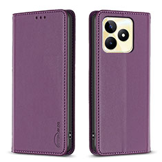 Custodia Portafoglio In Pelle Cover con Supporto B04F per Realme Narzo N53 Viola