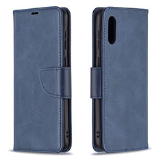 Custodia Portafoglio In Pelle Cover con Supporto B04F per Samsung Galaxy A02 Blu