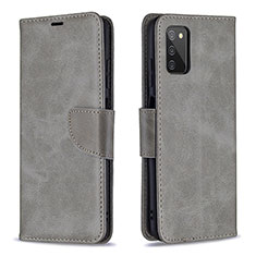 Custodia Portafoglio In Pelle Cover con Supporto B04F per Samsung Galaxy A03s Grigio