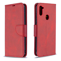 Custodia Portafoglio In Pelle Cover con Supporto B04F per Samsung Galaxy A11 Rosso