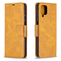 Custodia Portafoglio In Pelle Cover con Supporto B04F per Samsung Galaxy A12 Marrone Chiaro