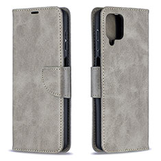 Custodia Portafoglio In Pelle Cover con Supporto B04F per Samsung Galaxy A12 Nacho Grigio