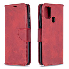 Custodia Portafoglio In Pelle Cover con Supporto B04F per Samsung Galaxy A21s Rosso