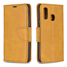 Custodia Portafoglio In Pelle Cover con Supporto B04F per Samsung Galaxy A40 Marrone Chiaro
