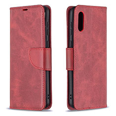 Custodia Portafoglio In Pelle Cover con Supporto B04F per Samsung Galaxy M02 Rosso