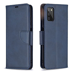 Custodia Portafoglio In Pelle Cover con Supporto B04F per Samsung Galaxy M02s Blu