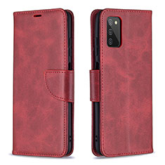 Custodia Portafoglio In Pelle Cover con Supporto B04F per Samsung Galaxy M02s Rosso