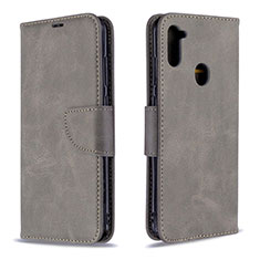 Custodia Portafoglio In Pelle Cover con Supporto B04F per Samsung Galaxy M11 Grigio