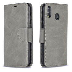 Custodia Portafoglio In Pelle Cover con Supporto B04F per Samsung Galaxy M20 Grigio