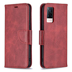 Custodia Portafoglio In Pelle Cover con Supporto B04F per Vivo V21s 5G Rosso