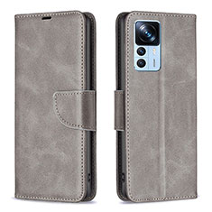 Custodia Portafoglio In Pelle Cover con Supporto B04F per Xiaomi Mi 12T Pro 5G Grigio