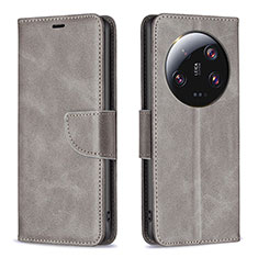 Custodia Portafoglio In Pelle Cover con Supporto B04F per Xiaomi Mi 13 Ultra 5G Grigio