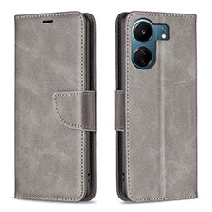 Custodia Portafoglio In Pelle Cover con Supporto B04F per Xiaomi Poco C65 Grigio