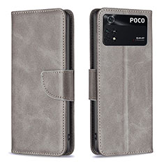 Custodia Portafoglio In Pelle Cover con Supporto B04F per Xiaomi Poco M4 Pro 4G Grigio