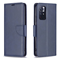 Custodia Portafoglio In Pelle Cover con Supporto B04F per Xiaomi Poco M4 Pro 5G Blu