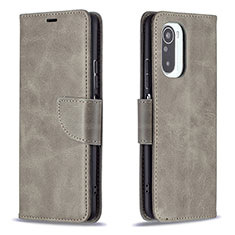 Custodia Portafoglio In Pelle Cover con Supporto B04F per Xiaomi Redmi K40 Pro 5G Grigio