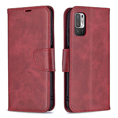 Custodia Portafoglio In Pelle Cover con Supporto B04F per Xiaomi Redmi Note 10 5G Rosso
