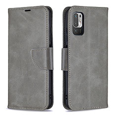 Custodia Portafoglio In Pelle Cover con Supporto B04F per Xiaomi Redmi Note 10T 5G Grigio