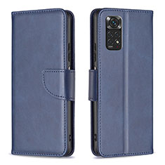 Custodia Portafoglio In Pelle Cover con Supporto B04F per Xiaomi Redmi Note 11 4G (2022) Blu