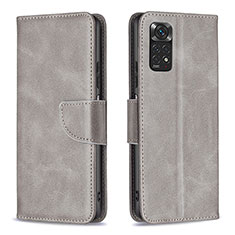 Custodia Portafoglio In Pelle Cover con Supporto B04F per Xiaomi Redmi Note 11 4G (2022) Grigio