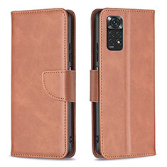 Custodia Portafoglio In Pelle Cover con Supporto B04F per Xiaomi Redmi Note 11 4G (2022) Marrone