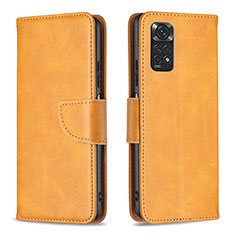 Custodia Portafoglio In Pelle Cover con Supporto B04F per Xiaomi Redmi Note 11 4G (2022) Marrone Chiaro