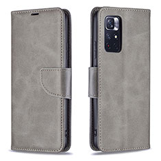 Custodia Portafoglio In Pelle Cover con Supporto B04F per Xiaomi Redmi Note 11 5G Grigio