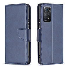 Custodia Portafoglio In Pelle Cover con Supporto B04F per Xiaomi Redmi Note 11 Pro 4G Blu